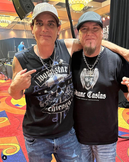 Jerry Dixon of Warrant and Shane Casias hanging out backstage at Buffalo Thunder Casino New Mexico