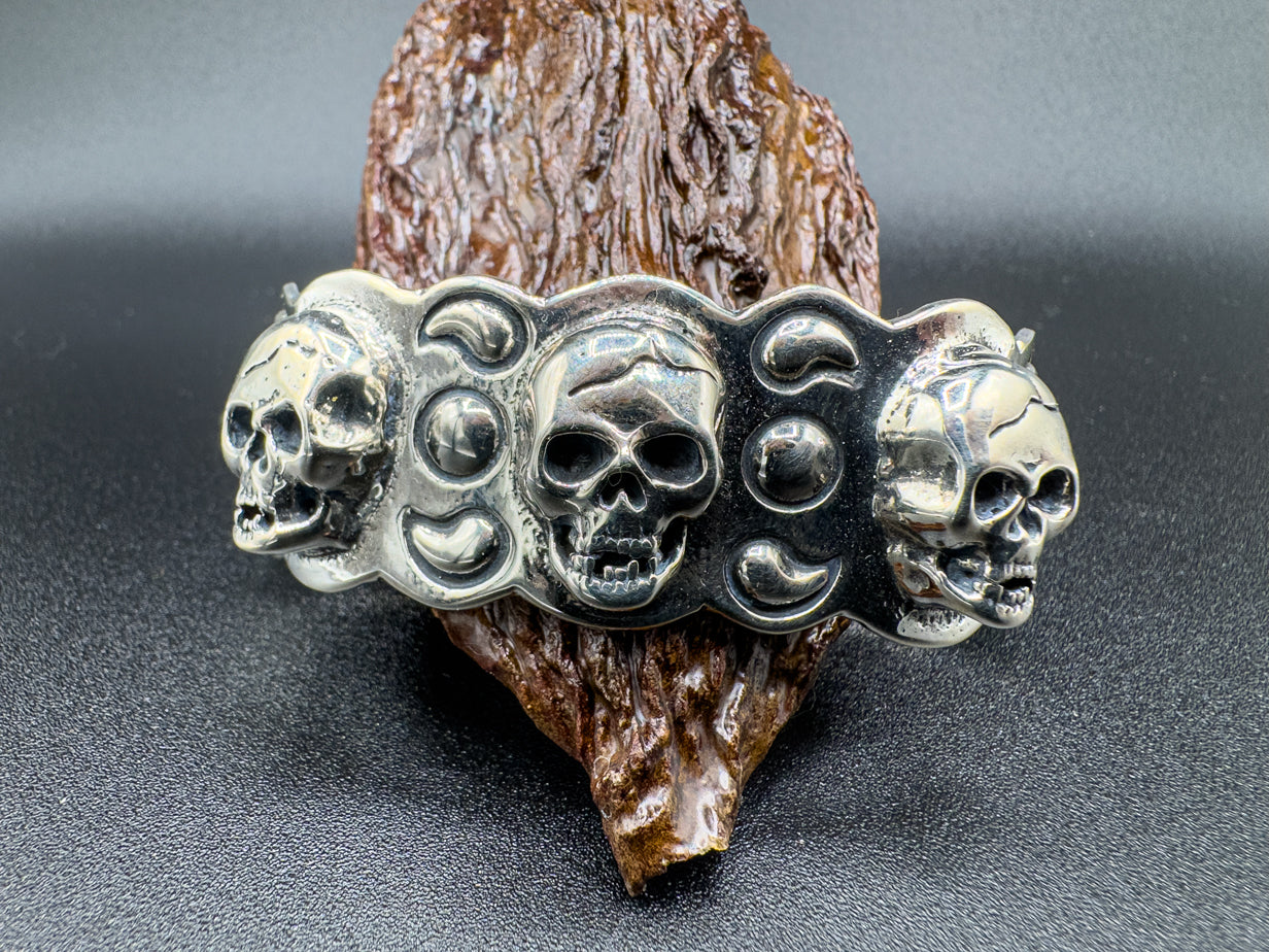 Black Tooth Grin Skull Silver Sterling