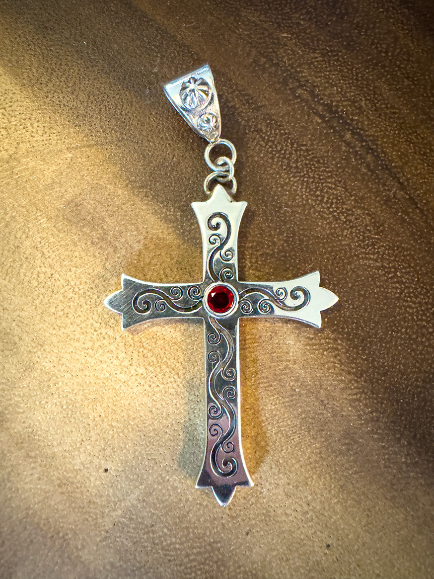 Engraved Cross Sterling Silver
