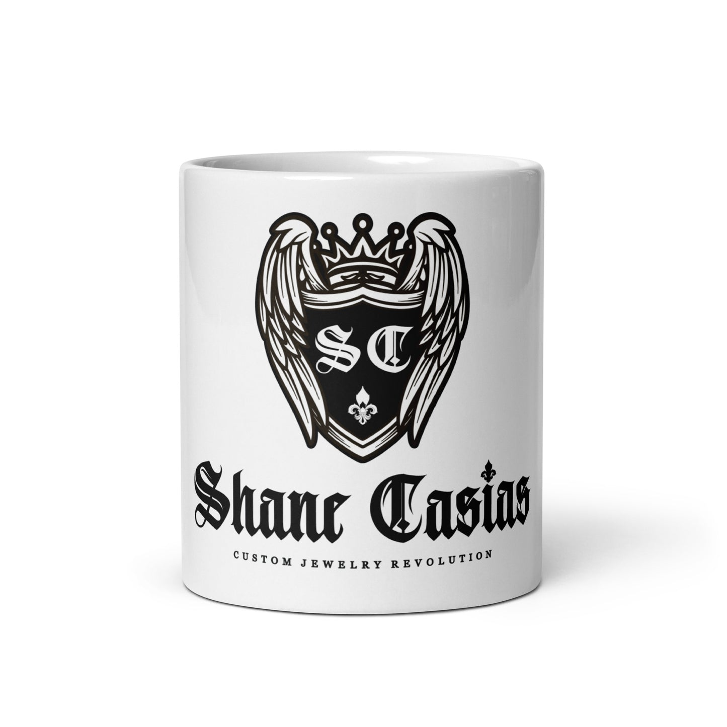 Shane Casias Custom Jewelry Revolution White glossy mug