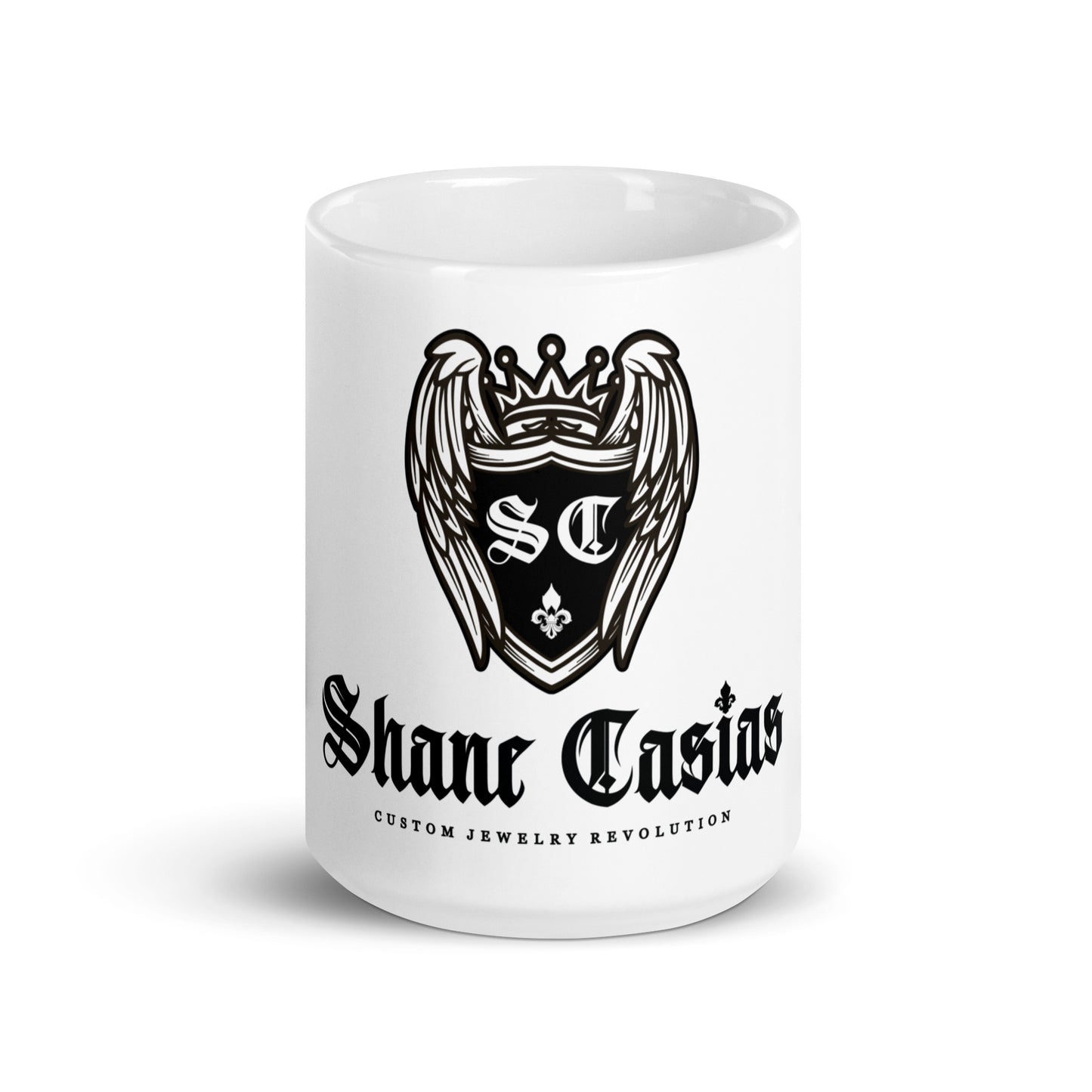 Shane Casias Custom Jewelry Revolution White glossy mug