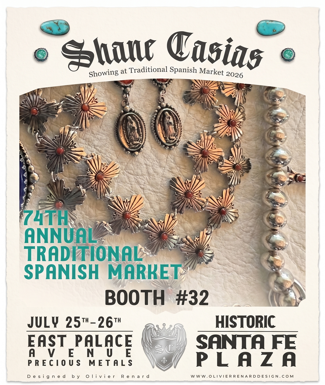 shane Casias jewelry at Santa Fe Spanish Market on July 25-26, 2026