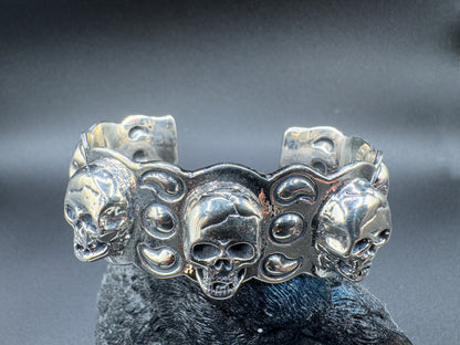 Black Tooth Grin Skull Silver Sterling