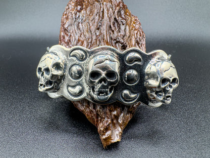 Black Tooth Grin Skull Silver Sterling