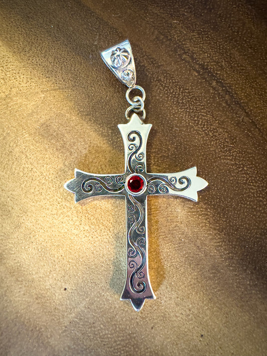 Engraved Cross Sterling Silver
