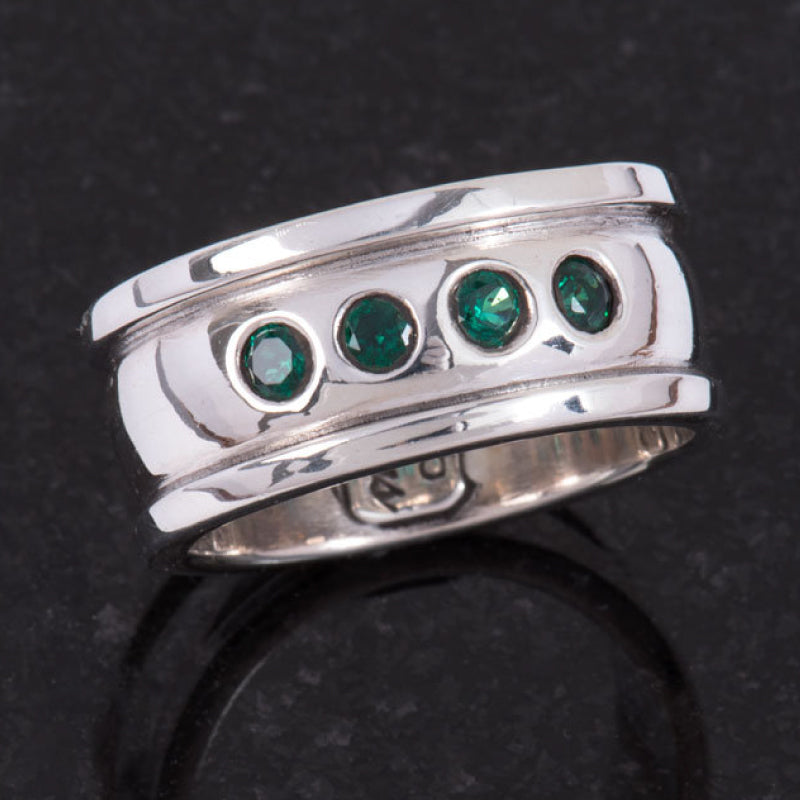 Garnet Silver Emerald ring Shane Casias Custom Jewelry Revolution