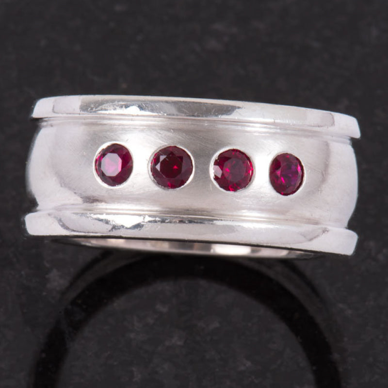 Garnet Silver Emerald ring Shane Casias Custom Jewelry Revolution