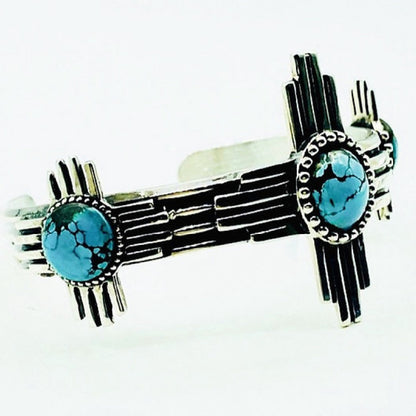 Zia bracelet Sterling silver Turquoise Designed and Crafted by Shane Casias Custom Jewelry Revolution