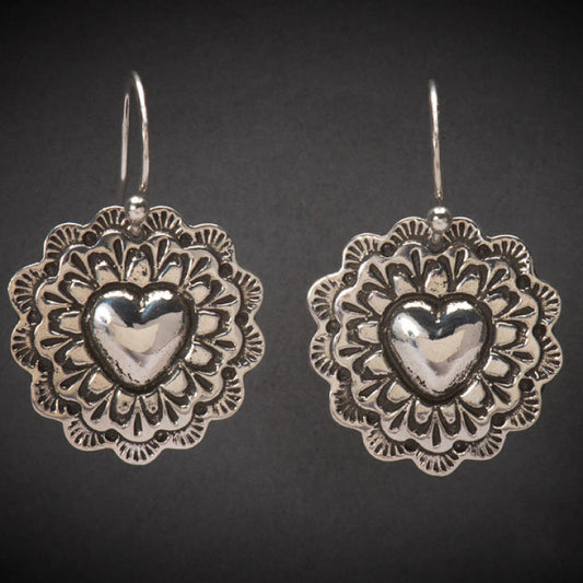 Sacred Heart Earrings crafted of Sterling Silver Shane Casias Custom Jewelry Revolution