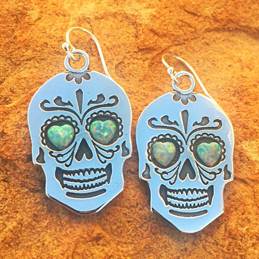 ''Day of the Dead'' Sterling Silver earrings Shane Casias Custom Jewelry santa fe nm