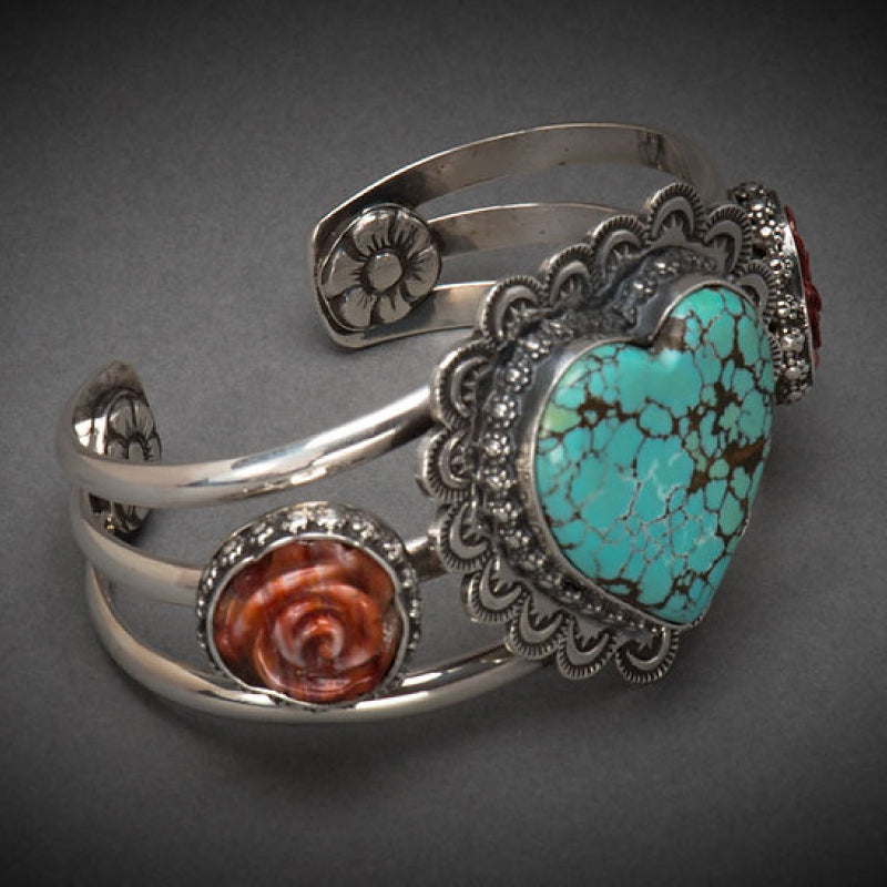 Turquoise and Sterling Silver "Señorita" Bracelet Designed and Crafted by Shane Casias Custom Jewelry Revolution