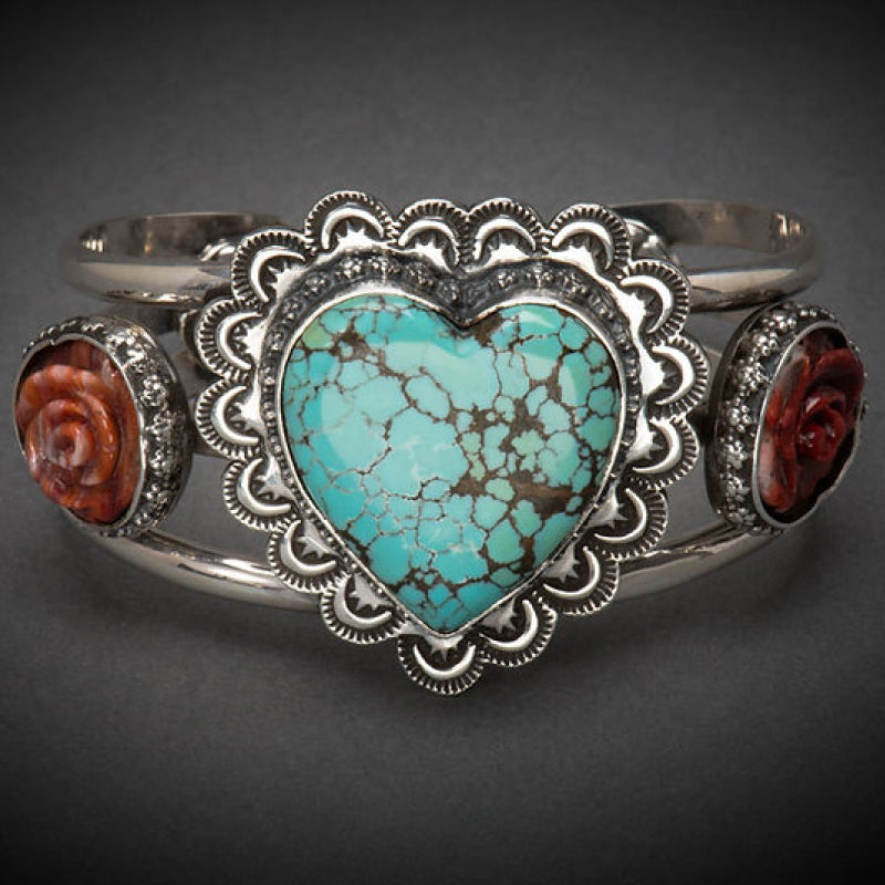 Turquoise and Sterling Silver "Señorita" Bracelet Designed and Crafted by Shane Casias Custom Jewelry Revolution