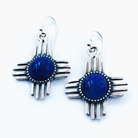 Zia Lapis Silver Earrings Designed and Crafted by Shane Casias Custom Jewelry Revolution