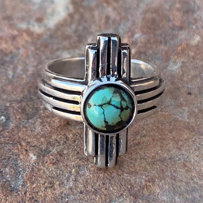 Zia Silver Ring with turquoise Designed and Crafted by Shane Casias Custom Jewelry Revolution