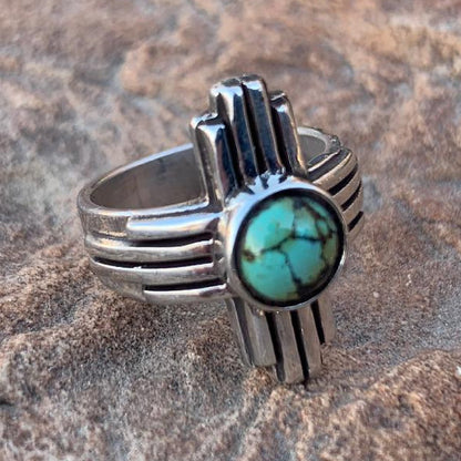 Zia Silver Ring with turquoise Shane Casias Custom Jewelry Revolution
