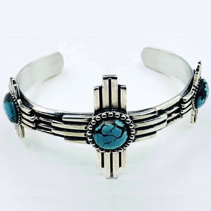 Zia bracelet Sterling silver Turquoise Designed and Crafted by Shane Casias Custom Jewelry Revolution